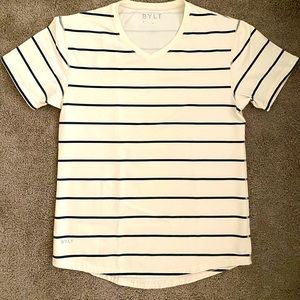 BYLT - Drop-Cut V-Neck: LUX - Bone/Navy-Striped / M